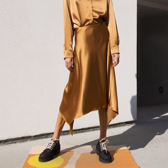 Sies Marjan Darby Crinkled Satin Asymmetric Skirt